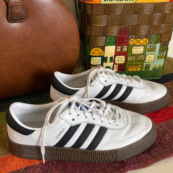 adidas Shoes - Adidas Platform Samba White Leather, Black stripes